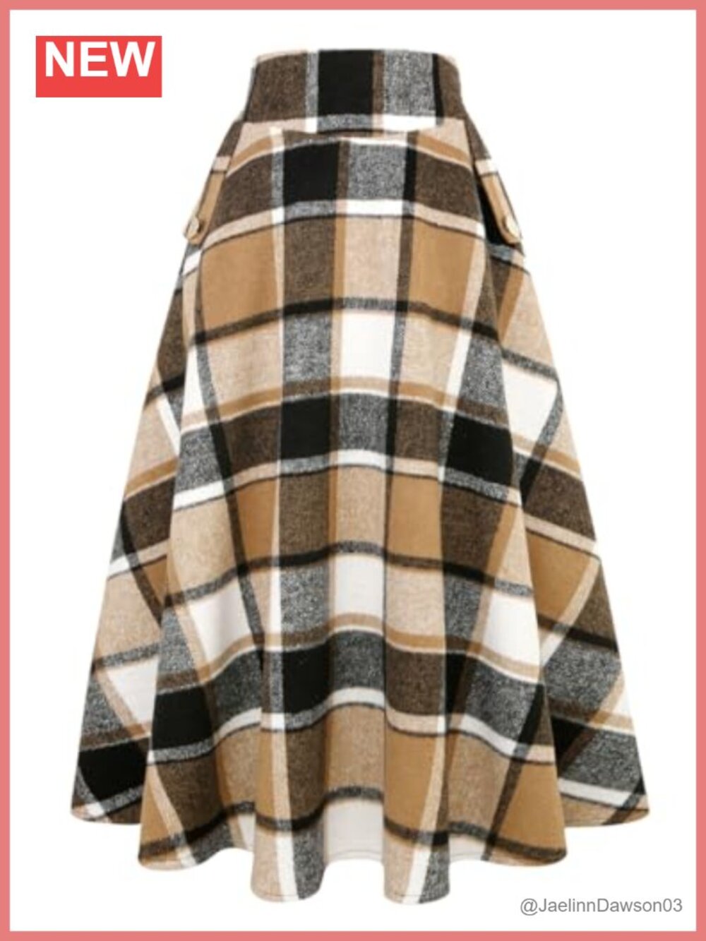 High Waisted Wool Plaid A-Line Pleated Maxi Long Skirt